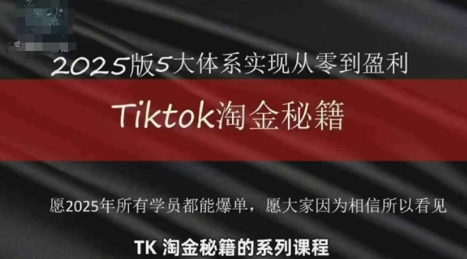 TikTok跨境2025淘金秘籍，​2025TikTok从0到盈利变现-极客网创