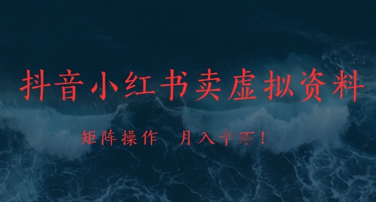抖音小红书卖虚拟资料，市场需求一直存在，矩阵操作，月入1w+-极客网创