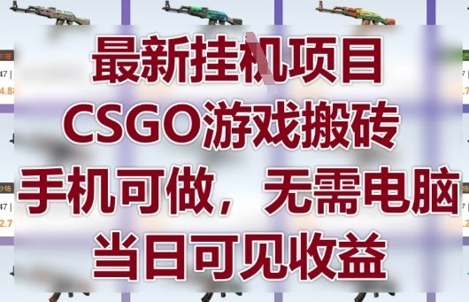 最新挂G项目，CSGO游戏搬砖，手机可做，无需电脑，当日见收益【揭秘】-极客网创