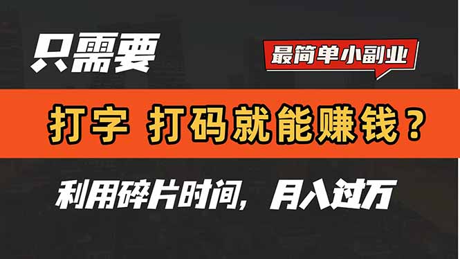 只需要打字,打码,就能赚钱?简单的赚钱小副业,利用碎片时间,月入过万-极客网创