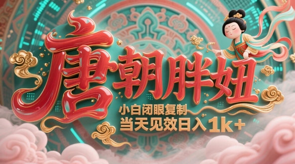 用AI克隆“唐朝胖妞”日更3条，平台疯狂推流，小白闭眼复制，当天见效，日入1k+-极客网创