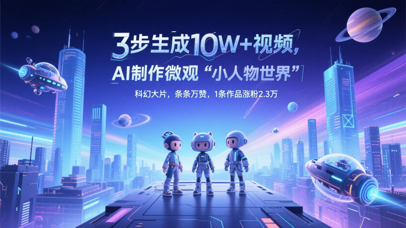 三步生成10W+视频，AI制作微观“小人物世界”科幻大片，条条万赞，1条作品涨粉2.3万-极客网创