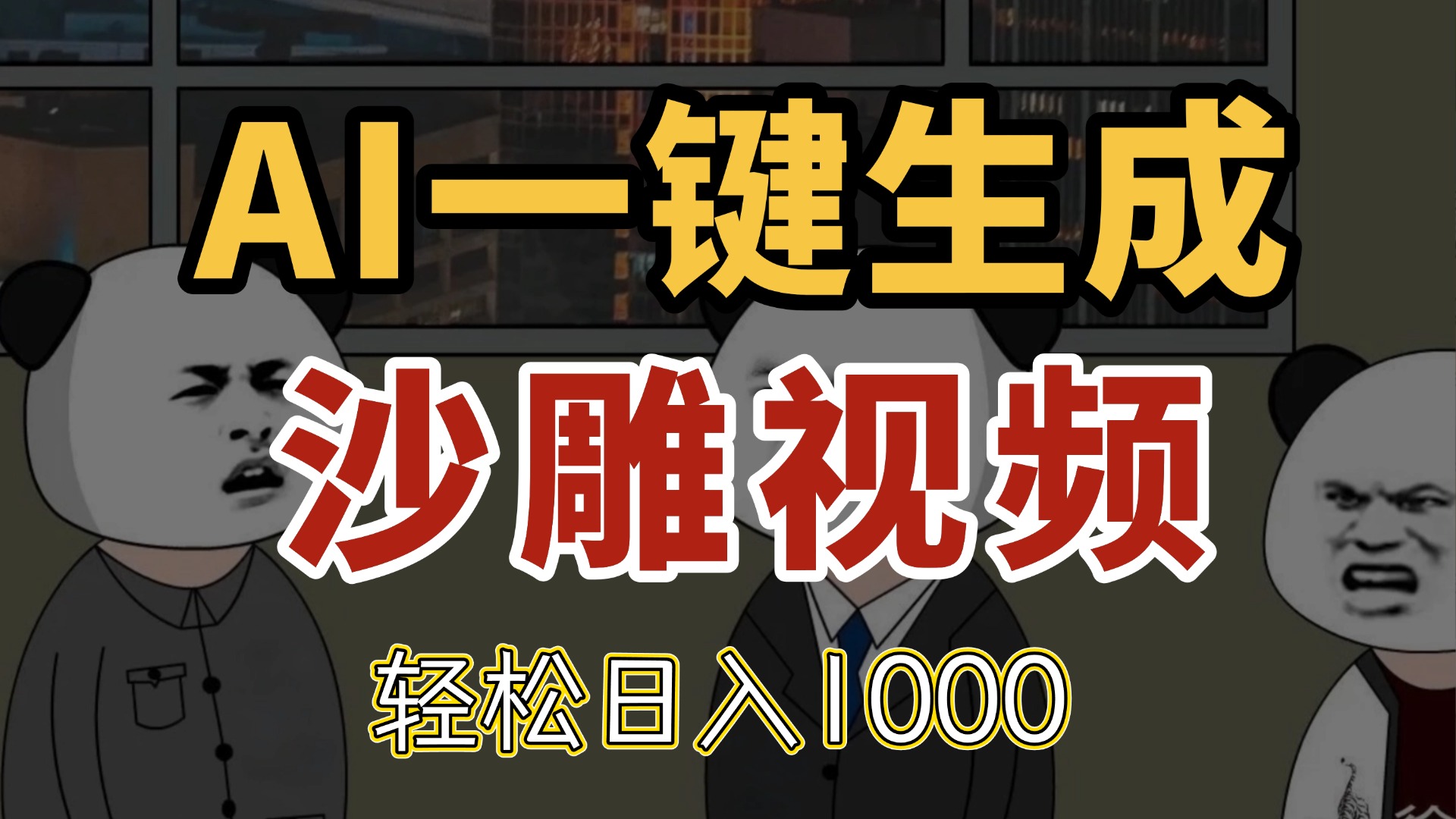 AI一键生成沙雕视频，一条视频千万播放，轻松日入1000-极客网创