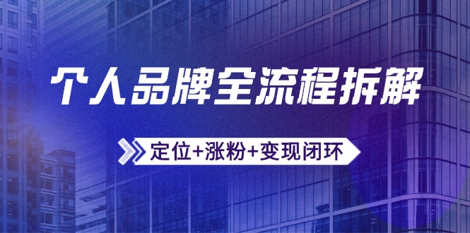 个人品牌全流程拆解：定位+涨粉+变现闭环，微信生态运营与资源整合-极客网创