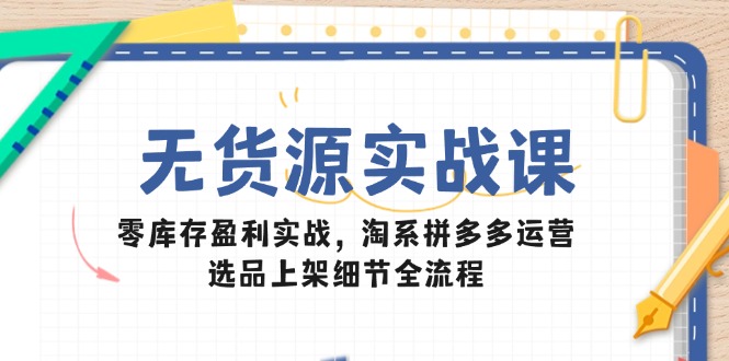 无货源实战课：零库存盈利实战，淘系拼多多运营，选品上架细节全流程-极客网创