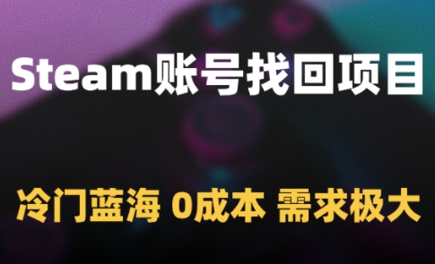 Steam账号找回项目，冷门蓝海，0成本，需求极大-极客网创