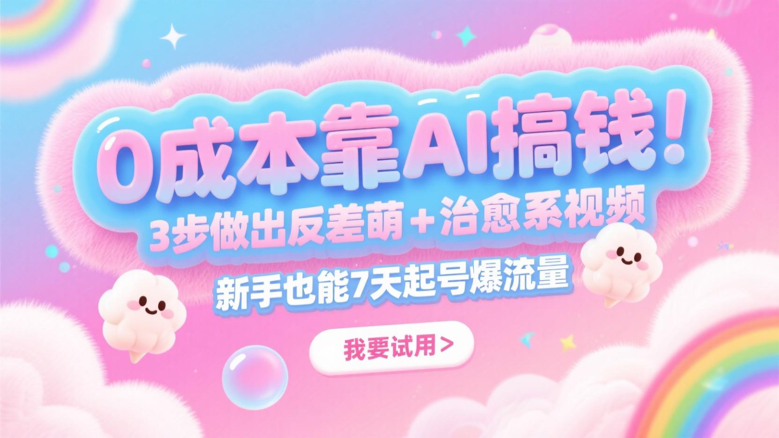 0成本靠AI搞钱！3步做出反差萌+治愈系视频，新手也能7天起号爆流量，月入5位数-极客网创
