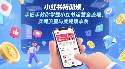 小红书特训课，手把手教你掌握小红书运营全流程，实现流量与变现双丰收-极客网创
