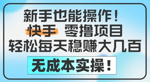 新手也能操作，快手零撸挣米，轻松每天挣2-5张，完全无成本-极客网创