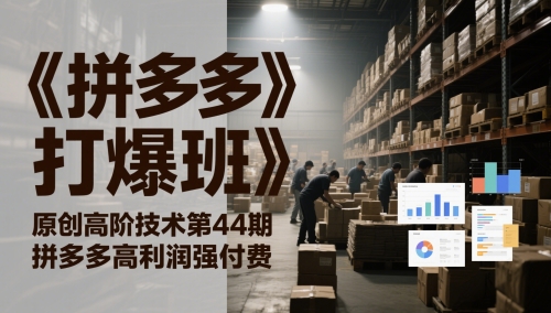 《拼多多打爆班》原创高阶技术第44期，拼多多高利润强付费-极客网创