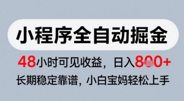 微信小程序全自动掘金，快速见收益，长期稳定靠谱，零基础友好，日入8张【揭秘】-极客网创
