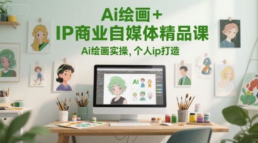 Ai绘画+IP商业自媒体精品课，Ai绘画实操，个人ip打造-极客网创