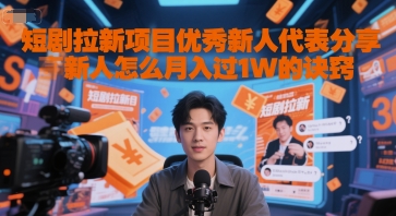 短剧拉新项目优秀新人代表分享新人怎么月入过1W的诀窍-极客网创