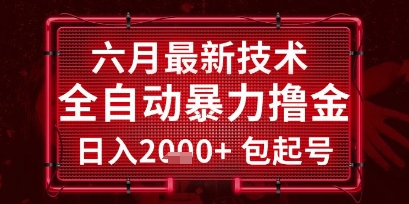 六月最新技术全自动暴力撸金，稳定日入2k+包起号，长期稳定【揭秘】-极客网创