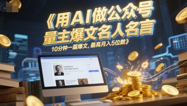 用AI做公众号流量主爆文名人名言，10分钟一篇爆文，最高月入5位数-极客网创