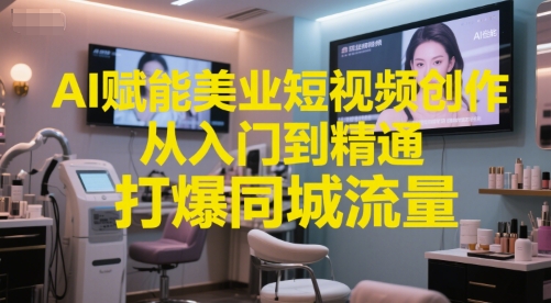 AI赋能美业短视频创作，从入门到精通，打爆同城流量，超级AI工具短视频实操落地-极客网创