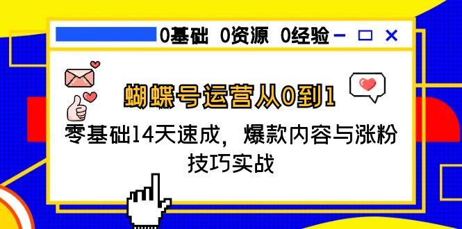 蝴蝶号运营从0到1，零基础14天速成，爆款内容与涨粉技巧实战-极客网创