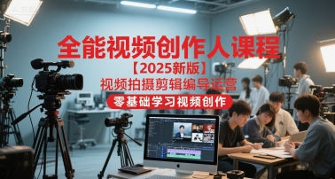 全能视频创作人课程【2025新版】视频拍摄剪辑编导运营，零基础学习视频创作-极客网创