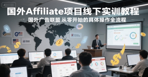 国外Affiliate项目线下实训教程，国外广告联盟从零开始的具体操作全流程-极客网创