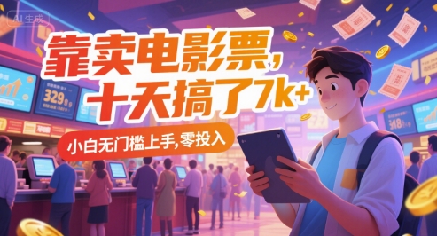 靠卖电影票，十天搞了7k+，小白无门槛上手，零投入【揭秘】-极客网创