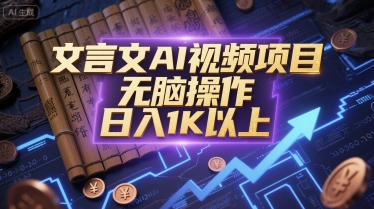 文言文AI视频项目，无脑操作，日入1K以上-极客网创