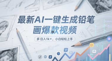 最新AI一键生成铅笔画爆款视频，多平台分发，日 入1k+，小白轻松上手【揭秘】-极客网创