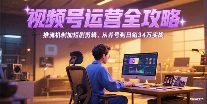 2025视频号运营全攻略，推流机制加短剧剪辑，从养号到日销34万实战-极客网创