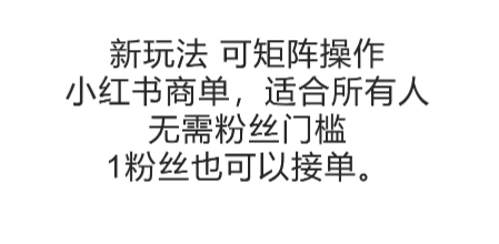 可矩阵操作，小红书商单新玩法，适合所有人，无需粉丝门槛，1粉丝也可以接单-极客网创