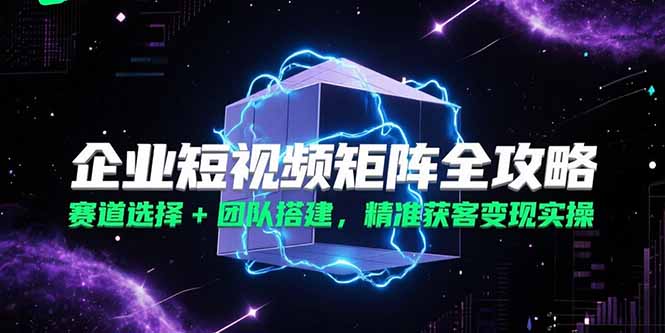 企业短视频矩阵全攻略，赛道选择+团队搭建，精准获客变现实操-极客网创