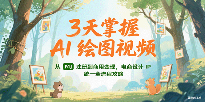 3天掌握AI绘图视频，从MJ 注册到商用变现，电商设计IP统一全流程攻略-极客网创
