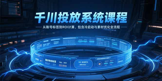千川投放系统课程，从账号标签到ROI计算，包含冷启动与素材优化全流程-极客网创