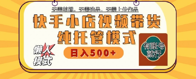 快手小店托管代运营，无需剪辑，无需选品，无需上传作品，全程无需操作，轻松月入5k+【揭秘】-极客网创