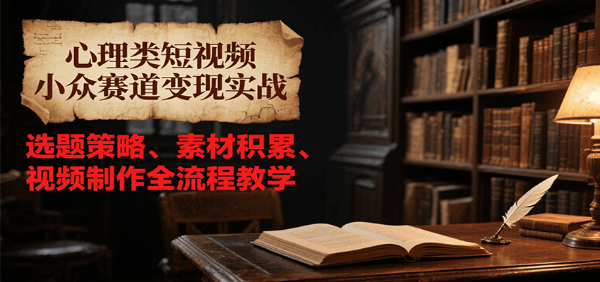 心理类短视频小众赛道变现实战，选题策略、素材积累、视频制作全流程教学-极客网创