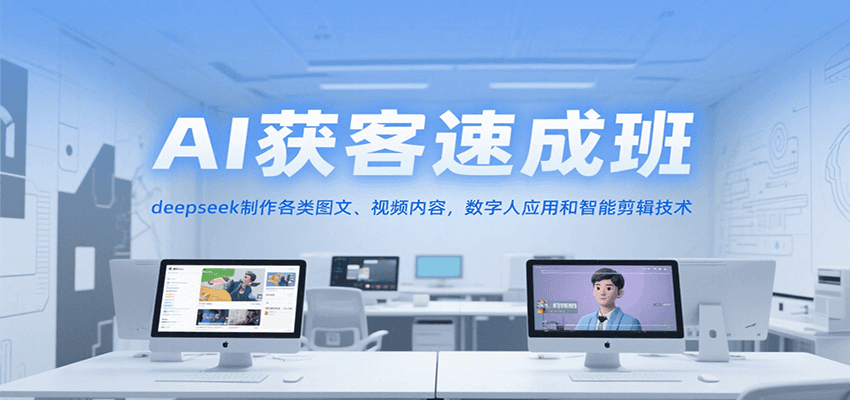 AI获客速成班，deepseek制作各类图文、视频内容，数字人应用和智能剪辑技术-极客网创