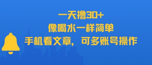 一天撸30+，像喝水一样简单，手机看文章，可多账号操作-极客网创
