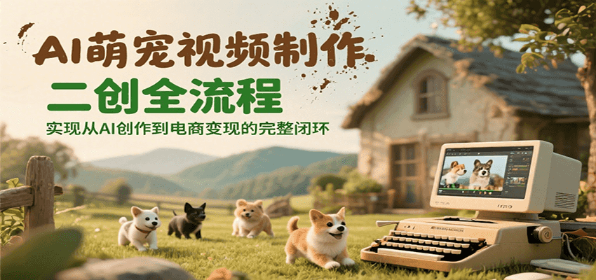 AI萌宠视频制作二创全流程，实现从AI创作到电商变现的完整闭环-极客网创