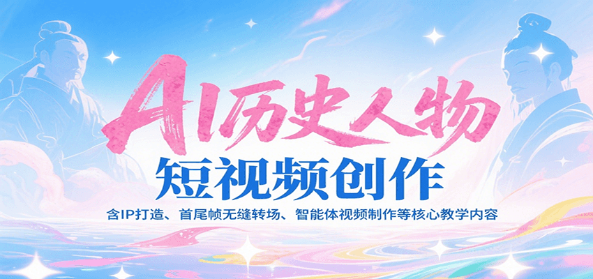 AI历史人物短视频创作，含IP打造、首尾帧无缝转场、智能体视频制作等核心教学内容-极客网创