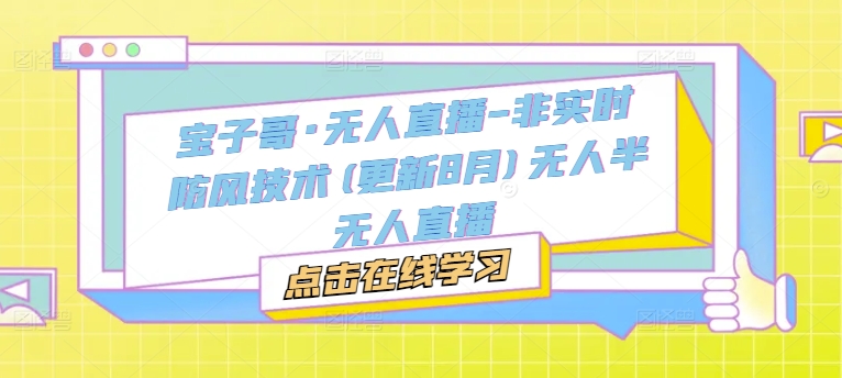宝子哥·无人直播-非实时防风技术(更新25年7月)无人半无人直播-极客网创