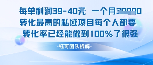 每单利润40一个月7k+转化最高的私域项目，每个人都要的产品转化率已经能做到100%-极客网创