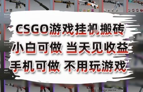 CSGO游戏挂G搬砖，小白纯手机即可操作，不用电脑打游戏，日入3张+，副业网创项目【揭秘】-极客网创