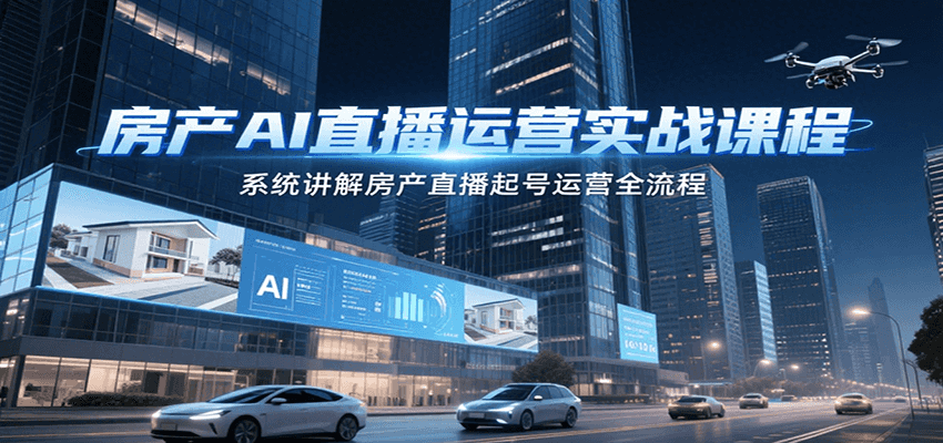 房产AI直播运营实战课程，系统讲解房产直播起号运营全流程-极客网创