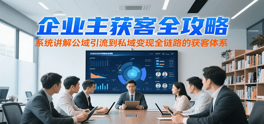 企业主获客全攻略，系统讲解公域引流到私域变现全链路的获客体系-极客网创