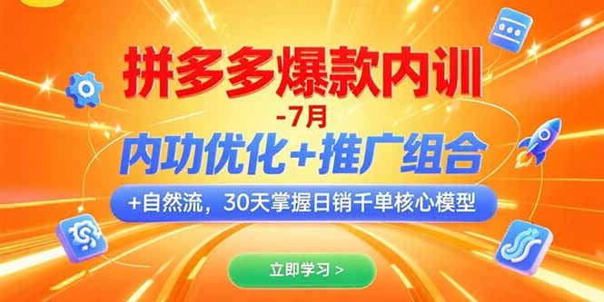 拼多多爆款内训-7月 内功优化+推广组合+自然流 30天掌握日销千单核心模型-极客网创