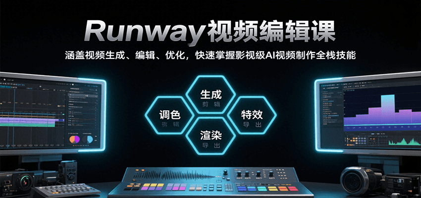 Runway视频编辑课，涵盖视频生成、编辑、优化，快速掌握影视级AI视频制作全栈技能-极客网创