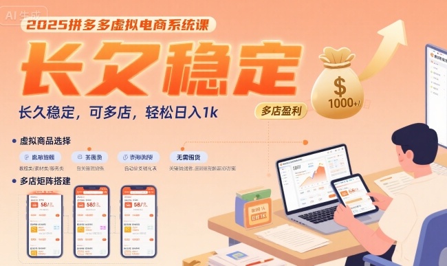 2025拼多多虚拟电商系统课，长久稳定，可多店，轻松日入1k-极客网创