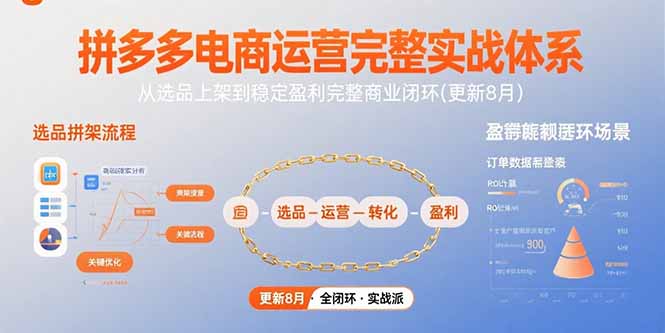 拼多多电商运营完整实战体系，从选品上架到稳定盈利完整商业闭环(更新8月-极客网创