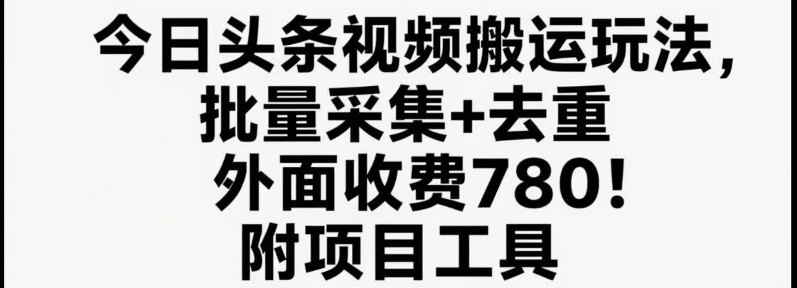 今日头条视频搬运玩法，软件一键去重，轻松日入500+附项目工具-极客网创