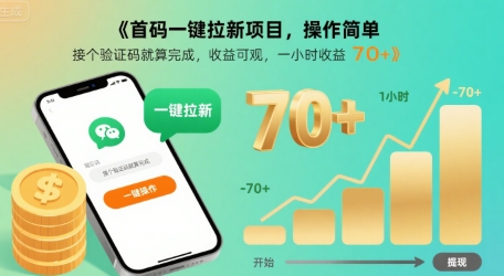 首码一键拉新项目，操作简单，接个验证码就算完成，收益可观， 一小时收益70+【揭秘】-极客网创