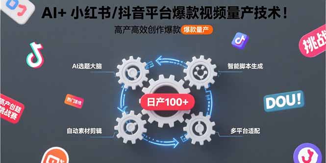 AI+小红书/抖音平台爆款视频量产技术：高产高效创作爆款视频！-极客网创