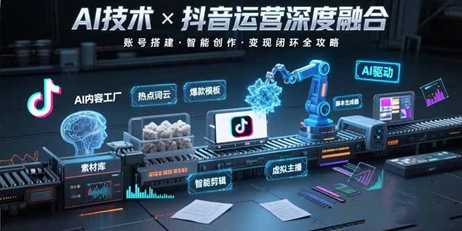 AI技术与抖音运营的深度融合应用：涵盖账号搭建、内容创作、收益变现等-极客网创